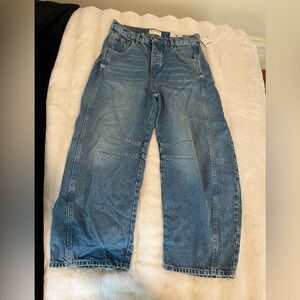 Free People Good Luck Mid Rise Barrel Jeans! NWT! Size 27